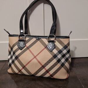 Stylish Beige and Black Checkered Women's Bag